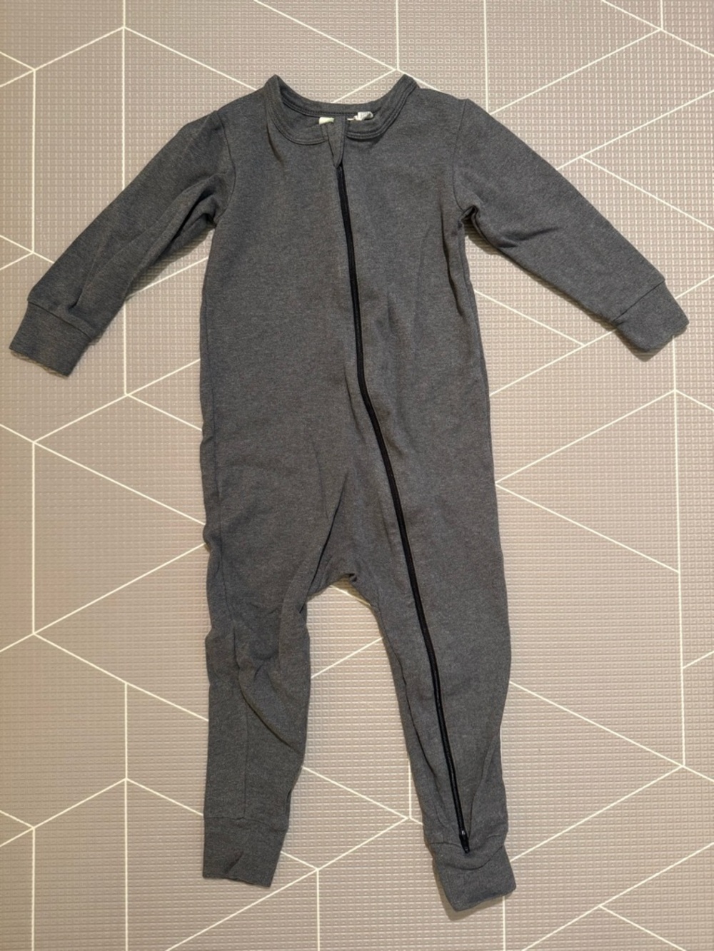 Parade Organics Long Sleeve 2 Way Zip One-Piece Romper - Charcoal Gray